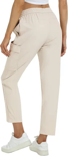 Vista 3 de MoFiz Pantalones de senderismo para mujer de secado rápido ligeros pantalones de tobillo con bolsillos
