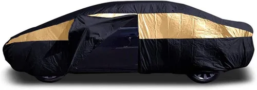 Vista 3 de Cubierta de coche Titan Jet Black Poly 210T para sedanes 186-202". Impermeable, protección UV, resistente a los rasguños, apertura con cremallera