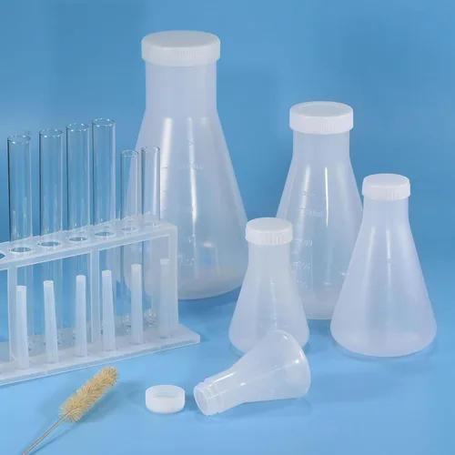 Vista 6 de PATIKIL Erlenmeyer - Frasco de plástico de 1.7 fl oz con tapas de rosca, paquete de 2 frascos cónicos de boca estrecha para laboratorio, transparente