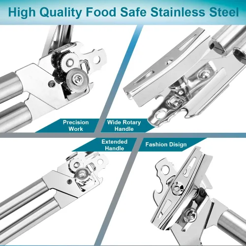 Vista 3 de Abrelatas manual, abrelatas de acero inoxidable profesional seguro para alimentos, fácil de usar para Kitchenaid, abrelatas, tarros, abrebotellas