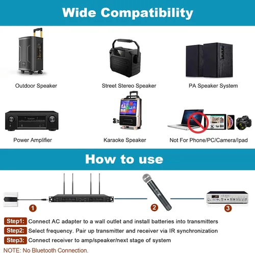 Vista 6 de Phenyx Pro Paquete de sistema de micrófono de mano inalámbrico UHF de 8 canales PTU-6000 con el estuche de transporte personalizable de tamaño extra
