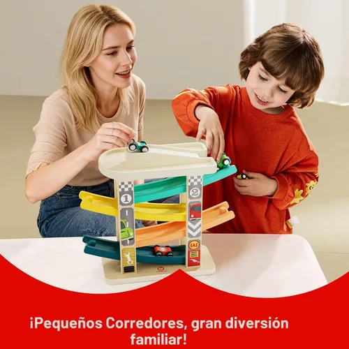 Vista 7 de TOP Bright Juguetes de rampa de madera para niños pequeños de 1 a 2 años de edad, habilidades motoras, pistas de carreras, rampa de automóvil