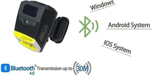 Vista 3 de Escáner de código de barras de anillo 2D Bluetooth con lector QR Zebra SE4107 2D portátil lector de código de barra de dedo funciona con Windows