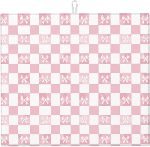 Vista 24 de Tapete de secado de platos de mármol blanco dorado para encimera de cocina, absorbente de 16 x 18 pulgadas, placa de microfibra de vidrio