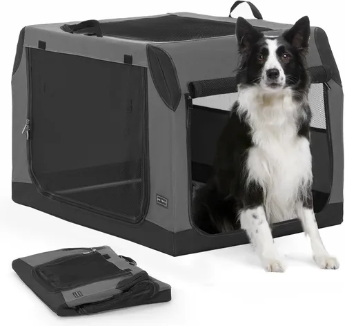 Vista 9 de PETSFIT Jaula de viaje para perros, jaula suave para perros, estructura ajustable resistente de 24 pulgadas, fácil de instalar, perrera portátil