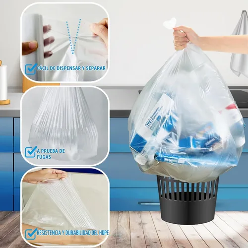 Vista 4 de BEIDOU-PAC Bolsas de basura de 2 a 4 galones, 400 unidades a granel, bolsas de reciclaje de plástico transparente, pequeñas bolsas de basura