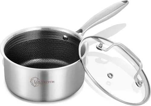 Vista 12 de LOLYKITCH Juego de cacerolas de acero inoxidable de 1QT y 2QT con tapas