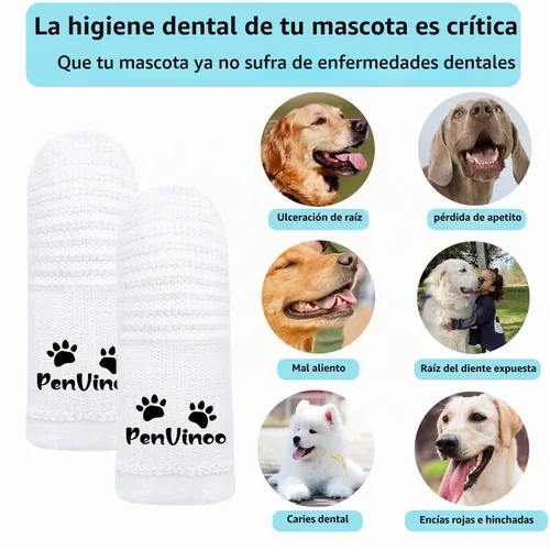 Vista 5 de Cepillo de dientes para perros 360 ° Cepillo de dientes para mascotas Cepillo de dientes de dedo de 360 ° Perros medianos y grandes