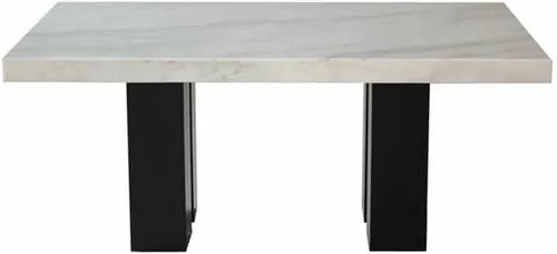 Vista 4 de Steve Silver Mesa de comedor rectangular de mármol blanco Camila