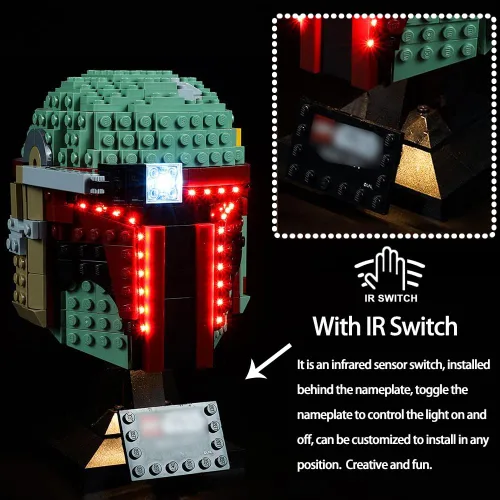 Vista 2 de Kyglaring Kit de luces LED para Lego 75277 Star Wars Boba Fett casco de exhibición (el modelo no incluido) (versión estándar)