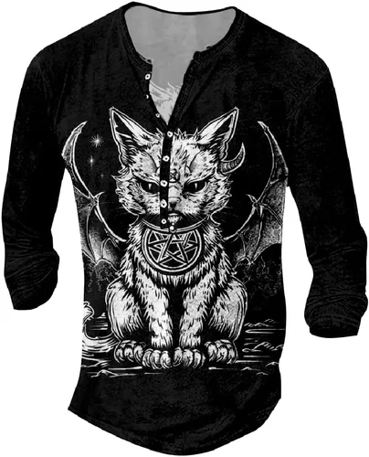 Vista 14 de MARSVOVO Camisetas gráficas para hombre, camisetas Henley con estampado de moda, holgadas, casuales, ligeras, para entrenamiento, suaves, vintage