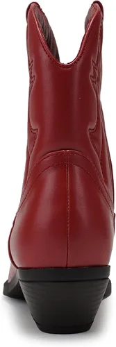 Vista 2 de Soda Botas de tobillo con costuras occidentales vaqueras para mujer, botines cortos con punta puntiaguda, talla S
