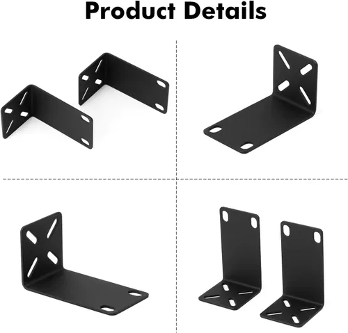 Vista 4 de MokerLink Kit de montaje en rack para interruptores de 12.6 pulgadas, distancia de orificio ajustable de 0.551-1.181 in, montaje de un estante