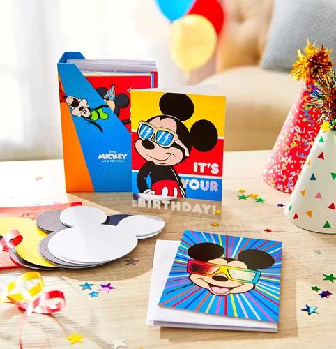 Vista 4 de American Greetings Paquete de tarjetas de lujo de Disney para todas las ocasiones con sobres, Mickey Mouse (32 unidades)