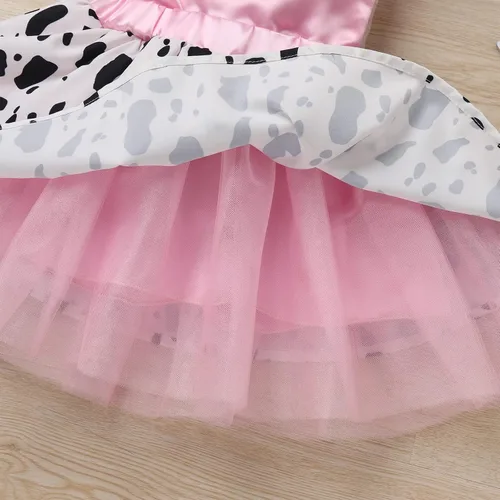 Vista 5 de IMEKIS Toddler Baby Girl Farm Cow 1st Birthday Outfit Cow Print Dress with Headband Cake Smash Photo Shoot Clothes Set