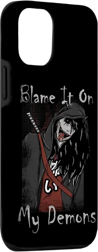 Vista 3 de Funda para iPhone 15 Blame It On My Demons - Funda de manga de anime de monstruo de terror japonés