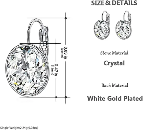 Vista 3 de Bella Drop Earrings Crystals 18K White Gold Plated Hypoallergenic Dangle Earrings Jewelry for Women