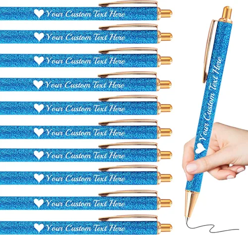 Vista 18 de Bolígrafos personalizados con purpurina con nombre a granel, 10 unidades, bolígrafos personalizados con punta de lápiz digital para mujeres y niñas