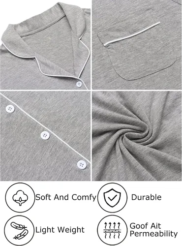 Vista 5 de Leikar Camisón de maternidad para mujer, pijama de lactancia de manga larga
