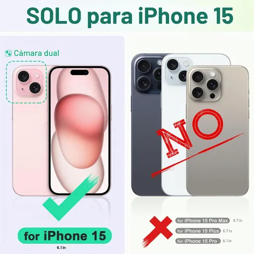 Vista 2 de TUCCH Funda tipo cartera con 3 ranuras para tarjetas para iPhone 15