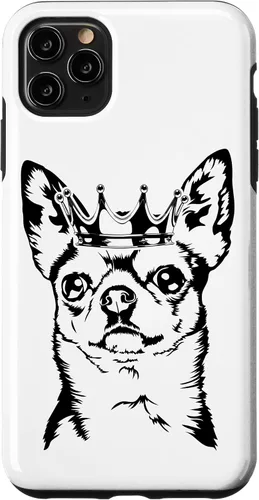 Vista 11 de Funda divertida para iPhone 14 con diseño de Chihuahua orgulloso con corona perro mamá perro
