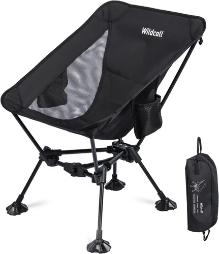 Vista 16 de WildCall Silla de camping plegable ligera, silla antihundimiento
