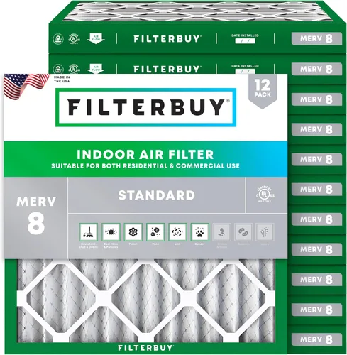 Vista 69 de Filterbuy Filtro de aire MERV 8 de 8 x 14 x 1 pulgadas para defensa contra el polvo y las alergias (paquete de 12), electrostático plisado HVAC