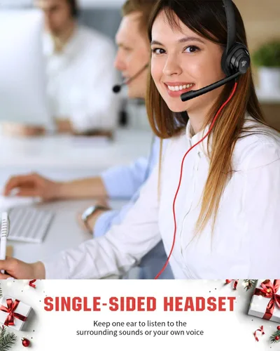 Vista 6 de NUBWO HW02 - Auriculares USB con micrófono con cancelación de ruido y control en línea, súper ligeros, ultra cómodos auriculares de computadora