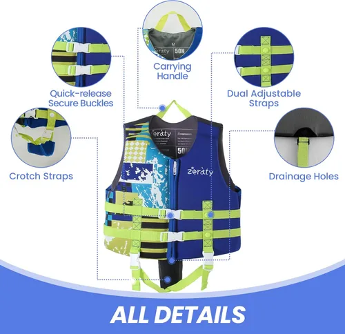 Vista 3 de Zeraty - Chaleco de natación para niños de neopreno, chaleco flotante para niños, ayuda para nadar para niños niñas y niños, 20-30-40-50-60-70-80