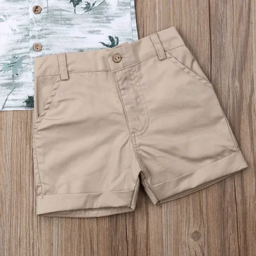Vista 6 de Conjunto de camisa de manga corta con botones y pantalones cortos casuales con diseño de flamingo, para bebés y niños de 1 a 6 años, atuendos