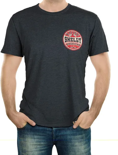 Vista 2 de Shelby American Vintage Serious Racer Logo Tee T-Shirt Complemento perfecto para el equipo tradicional Gris jaspeado