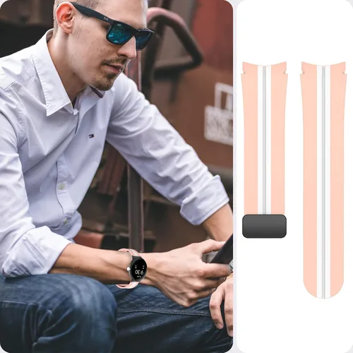 Vista 7 de Miimall Compatible con Google Pixel Watch/Pixel Watch 2 bandas de silicona, hebilla magnética de silicona suave impermeable pulsera deportiva