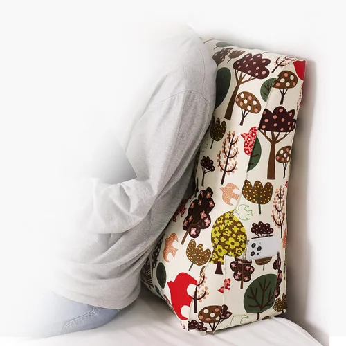 Vista 5 de Cojín de cuña triangular grande con respaldo extraíble para cabecero de lectura, cabecero extra grande, almohada para sentarse, movimiento