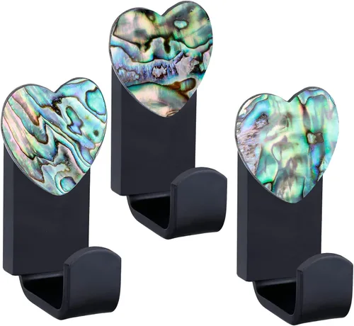 Vista 3 de Rockcloud Paquete de 2 ganchos para colgar en la pared de abulón con tornillos, ganchos de pared para dormitorio, sala de estar, cocina, hogar