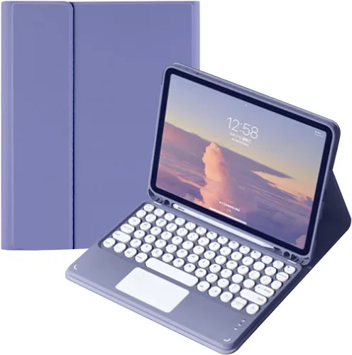 Vista 8 de Funda de teclado con panel táctil para Galaxy Tab A8 de 10.5 pulgadas 2022 (SM-X200/X205/X207), funda de teclado inteligente delgada con lindo