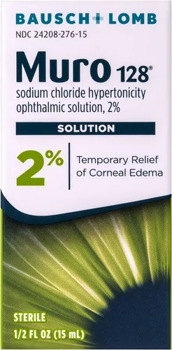 Vista 2 de Muro 128 Solución oftálmica de hipertonicidad de cloruro de sodio al 2%, de Bausch + Lomb, 0.5 fl oz (0.5 fl oz) (paquete de 2)