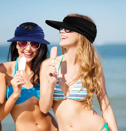 Vista 4 de Sun Hat Women Sun Beach Visor Cap UV Protection with Wide Brim for Sports Beach Golf Hiking