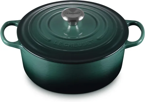 Vista 55 de Le Creuset Horno holandés redondo Signature de hierro fundido esmaltado, 4.5 cuartos de galón., Artichaut