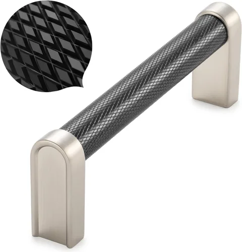 Vista 27 de Koofizo - Paquete de 10 tiradores de gabinete estriados para armario, manija negra para muebles (1.1 pulgadas/28 mm), herrajes sólidos K22