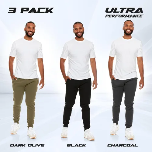 Vista 2 de Ultra Performance 3 Pack Mens Joggers Mens Athletic Sweatpants with Pockets for Men, Small - 5X