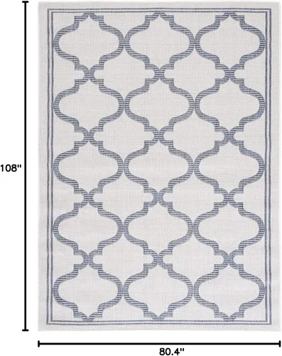 Vista 2 de MARTHA STEWART x SAFAVIEH MSRO336G - Alfombra de 6 pies 7 pulgadas x 9 pies, color plateado y gris, para interiores y exteriores, impermeable, fácil