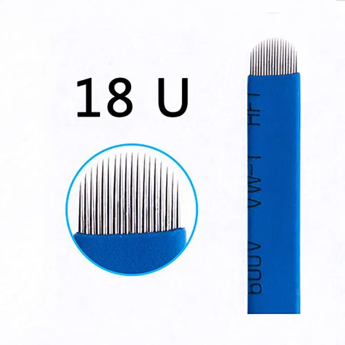 Vista 4 de Pinkiou Agujas de microblading de henna para cejas, desechables, grado médico, SUS316, 18U, hoja de microcuchilla para laminación de cejas