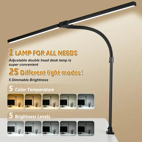 Vista 3 de Lámpara de escritorio LED para oficina, dormitorio, hogar - Luz de escritorio para cuidar los ojos con temporizador, control remoto, lámpara de mesa