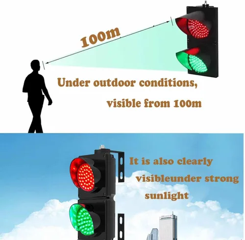 Vista 4 de Semáforo LED industrial, 2 luces de tráfico de muelle de carga rojo/verde, luz de parada/marcha industrial de 4 pulgadas, con control