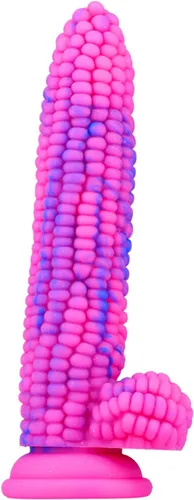Vista 9 de Monster Consolador Colorido Grano Grande Maíz Adulto Sexo Juguete con Fuerte Ventosa 8 Pulgadas Flexible Suave Consoladores Vegetales - Azul