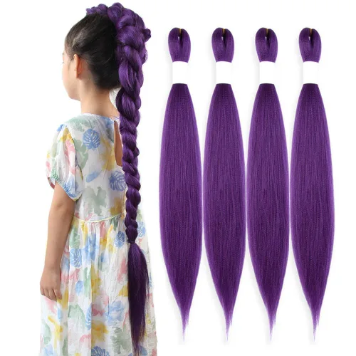 Vista 48 de Cabello trenzado burdeos, 10 pulgadas, 4 paquetes Cabello preestirado, trenzas de ganchillo cortas y rectas, textura Yaki, fibra sintética