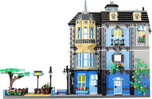 Vista 6 de General Jim's Victorian Townhouse & Garden Coffee Shop - Juego de bloques de construcción, 2313 piezas, modelo modular de construcción de ciudad