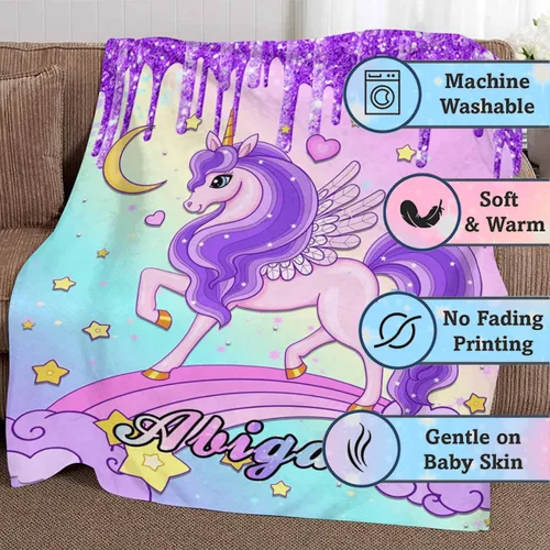 Vista 7 de MyPupSocks Manta Decorativa Personalizada con Nombre Personalizado Mantas para Niña Hija Nieta Manta Bonita (7 Tamaños)