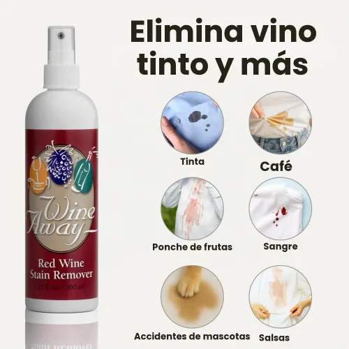 Vista 2 de Quitamanchas para vino tinto, con aroma cítrico (12 onzas), de Wine Away, Set de 3