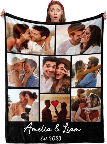 Vista 14 de Envío al día siguiente, manta personalizada para parejas con fotos, manta de franela personalizada, regalos para novio, novia, manta personalizada